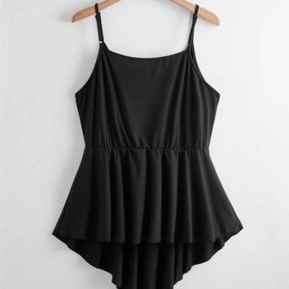 Shein Curve Unity Plus Surplice Front Dip Hem Cami Top Size 4XL 20 Black Summer - Picture 2 of 2